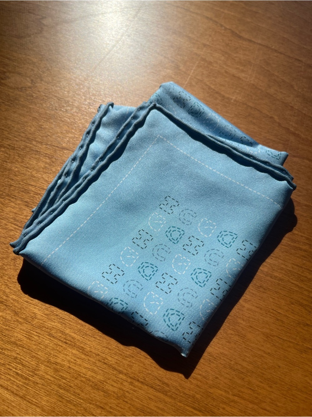 HERMES Light Blue Men's Pocket Square (worn once)